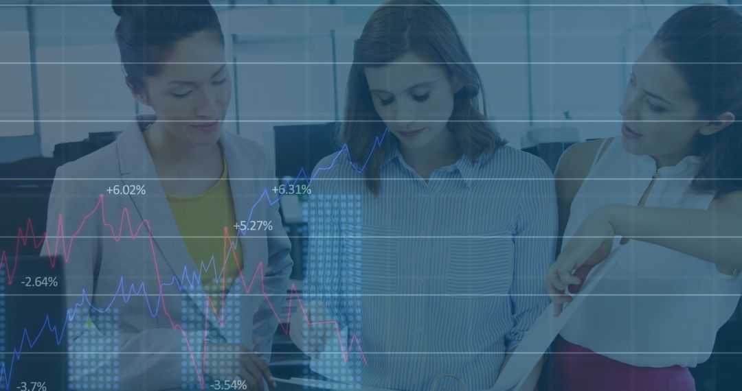 Diverse Business Team Analyzing Financial Data Over Digital Chart