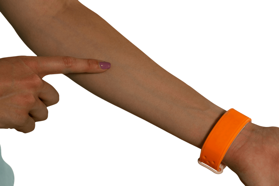Transparent Image of Arm with Vibrant Orange Bracelet