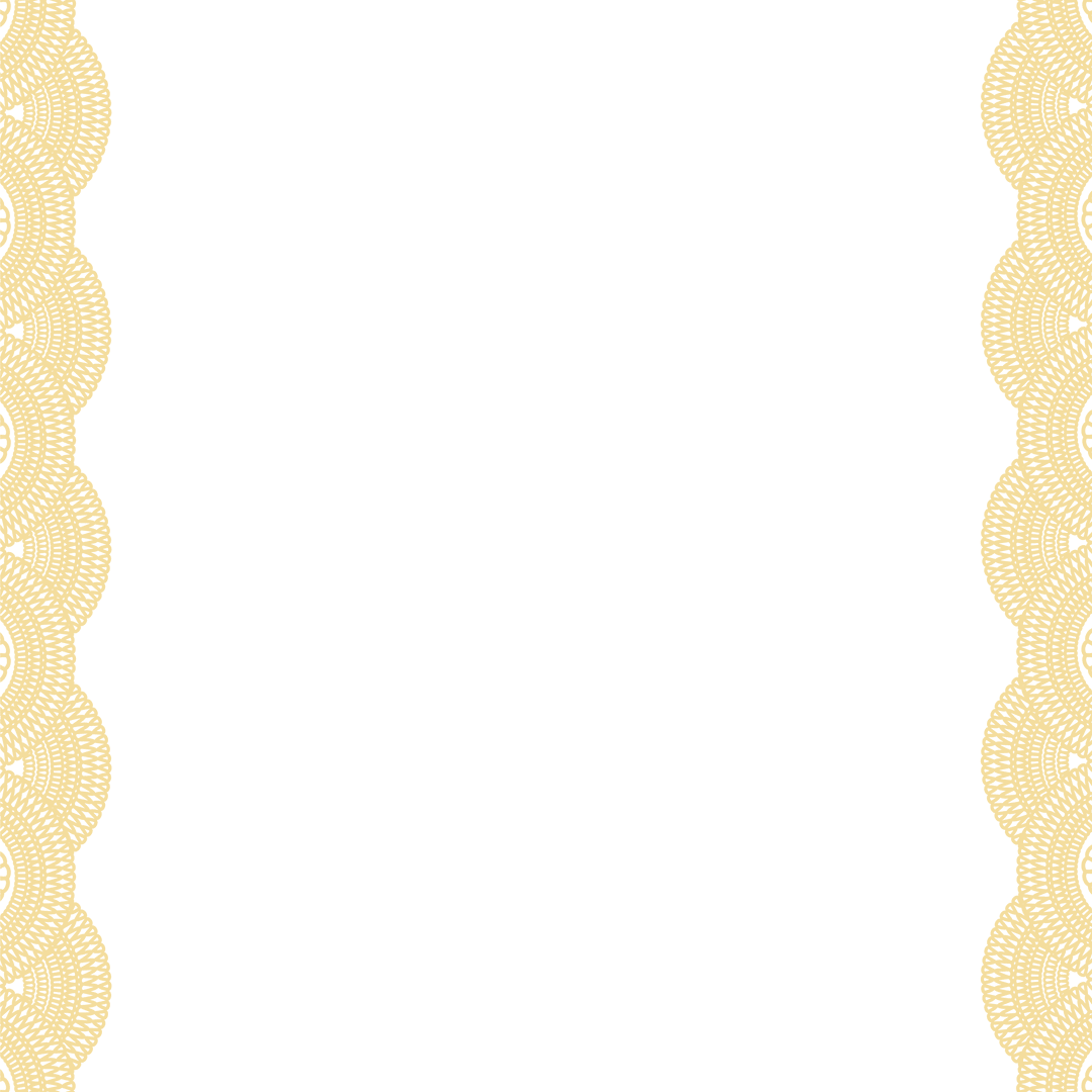 Ornamental Golden Lace Border on Transparent Teal Background