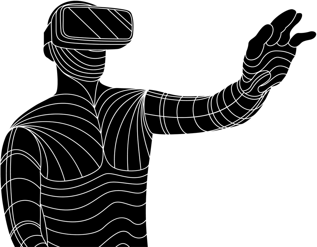 Virtual Reality Avatar Reaching Out on Transparent Background