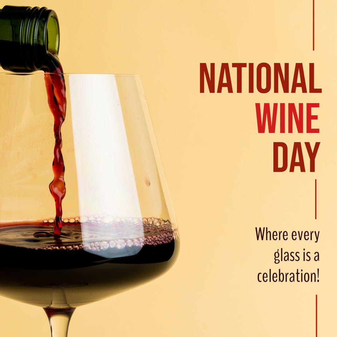 Celebrating National Wine Day with a Glass of Red Wine Pouring From Bottle - Download Free Stock Templates Pikwizard.com