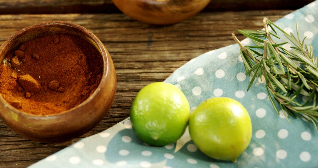 Fresh Limes with Rosemary and Spices on Rustic Wooden Table - Free Images, Stock Photos and Pictures on Pikwizard.com