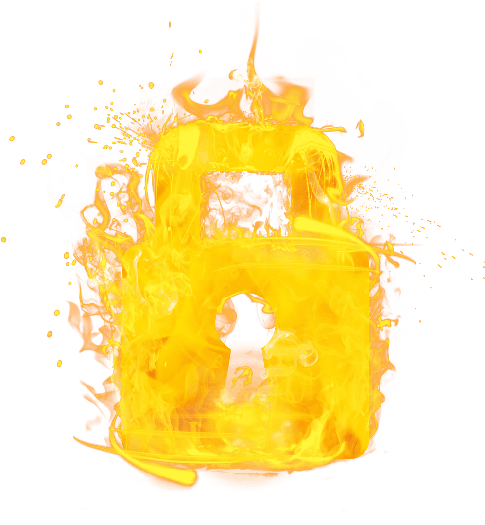 Fiery Padlock Concept on Transparent Background Signifying Encrypted Security - Download Free Stock Images Pikwizard.com
