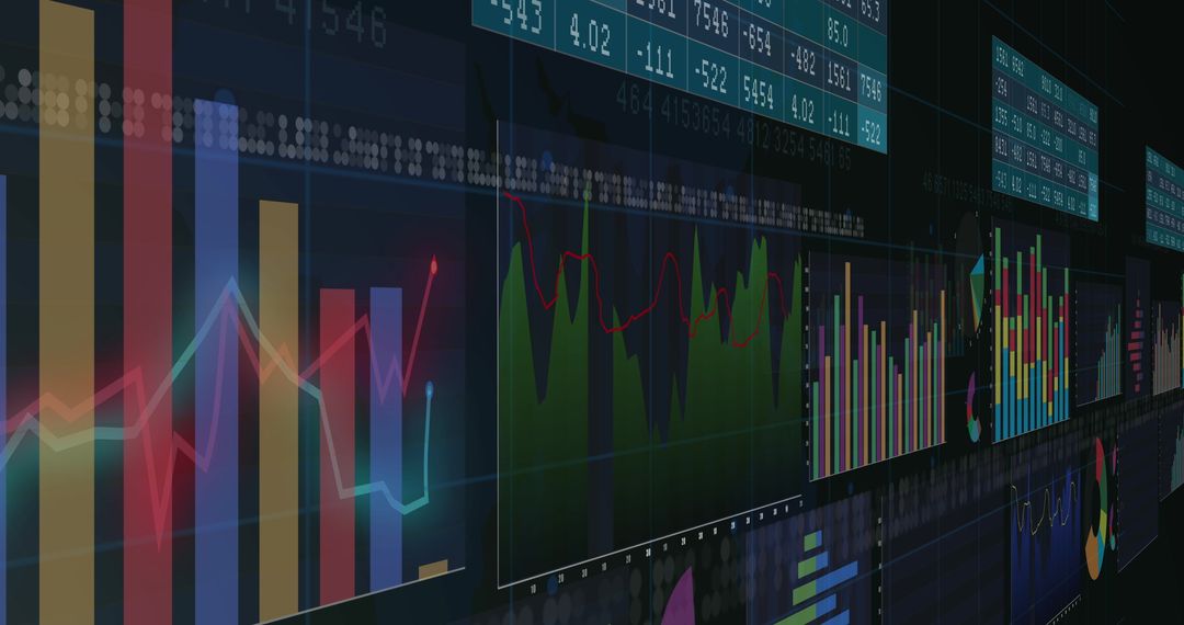 Financial Data Charts on Digital Interface Background