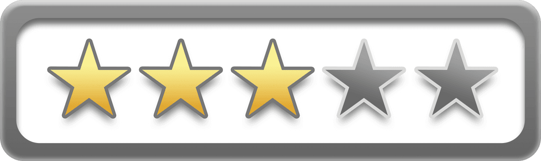 Transparent Three Star Rating Graphic for Reviews and Feedback