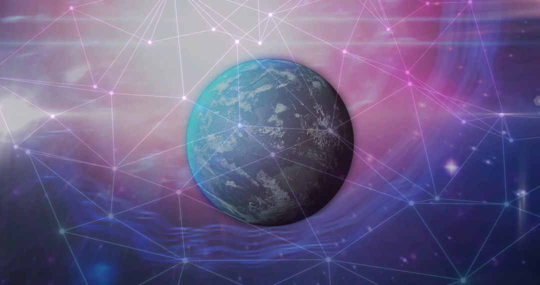 Digital Network Web Encompassing Earth Planet in Abstract Space
