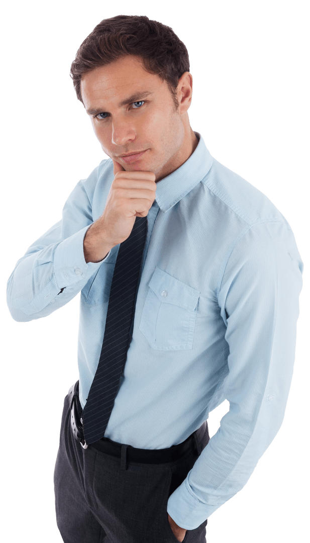 Transparent Thoughtful Businessman Pondering Weekly Plans