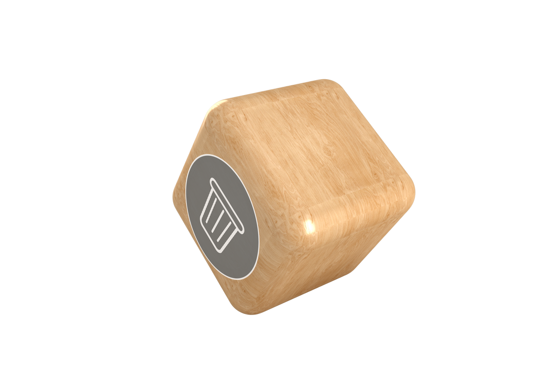 Wooden Cube with Bin Symbol Icon on Transparent Background - Download Free Stock Images Pikwizard.com