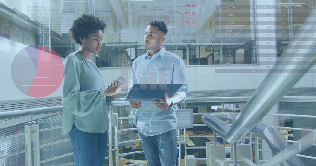 Business Professionals in Modern Office Discussing Financial Analytics