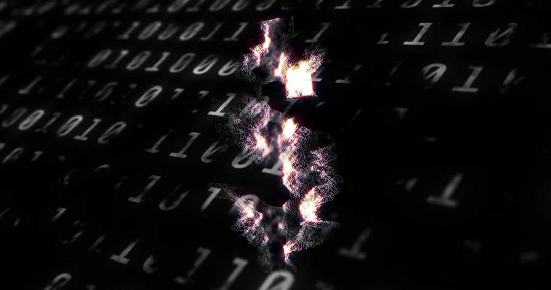 Glowing Data Stream with Fractured Dollar Symbol