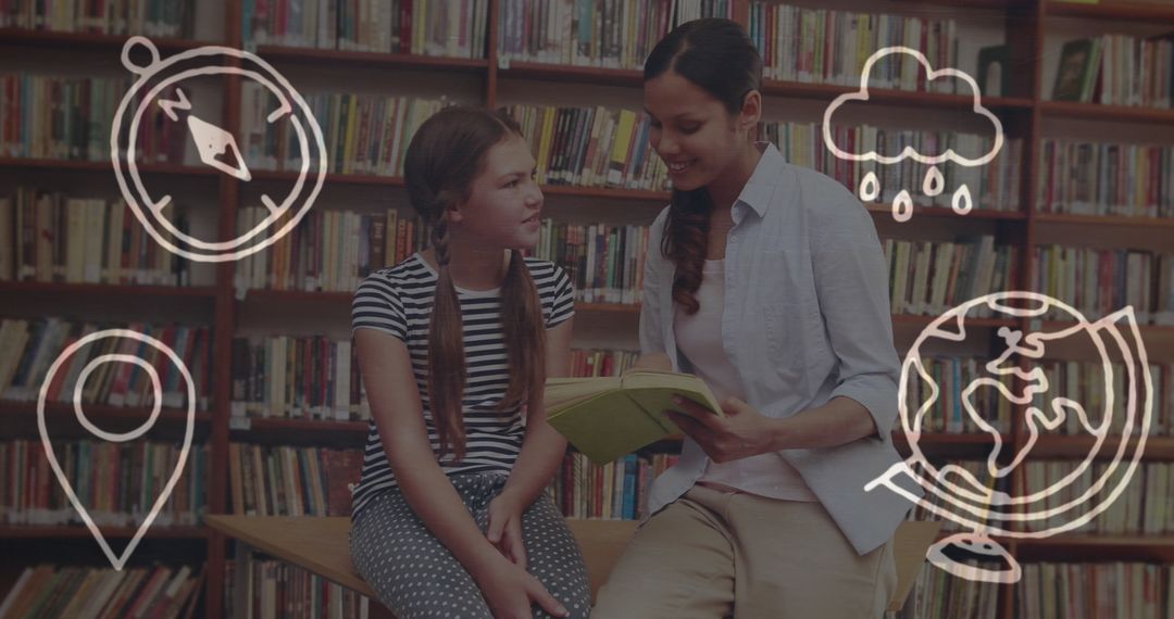 Teacher and Student Reading Together Among Books