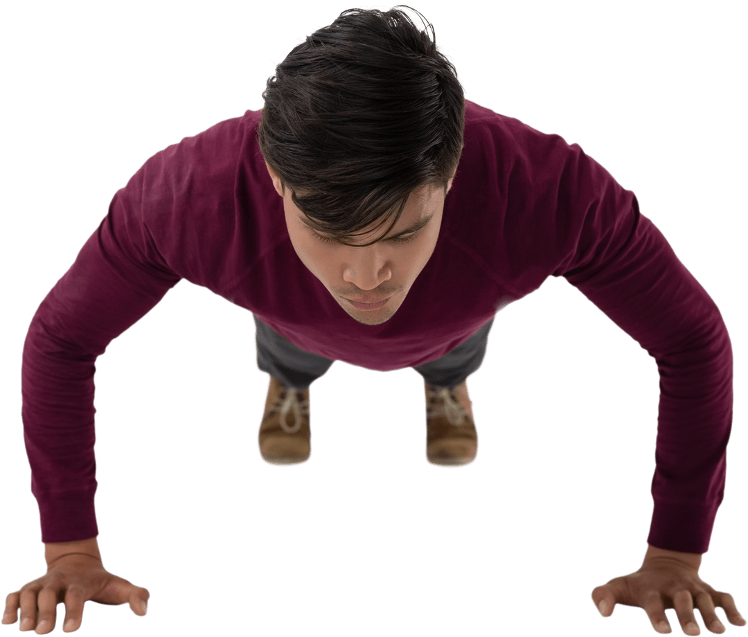 Top View Transparent Overlay of Man Performing Push-ups