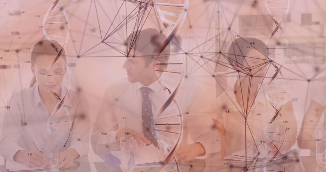 Team Collaboration with DNA Overlay Representing Innovation and Research