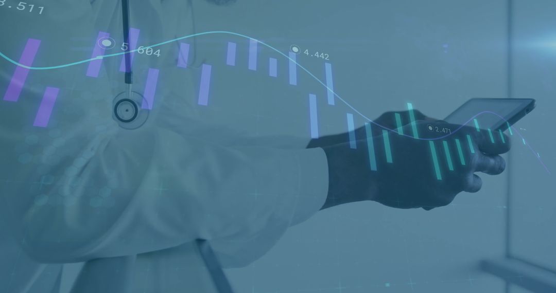 Doctor Using Smartphone with Digital Charts in Healthcare Environment