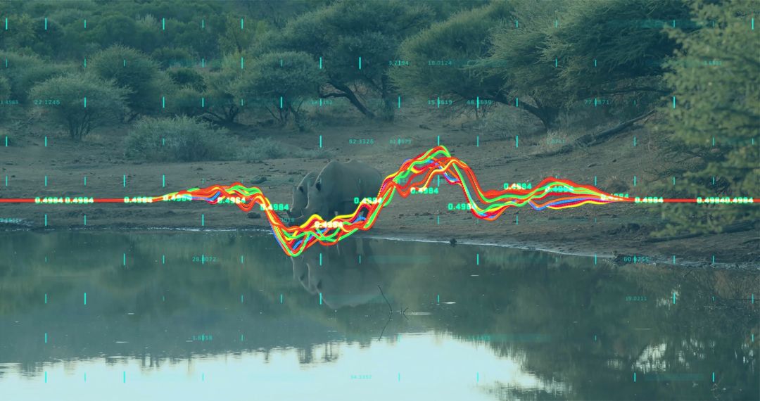 Monitoring Rhinoceros Drinking in Wilderness with Digital Waveforms