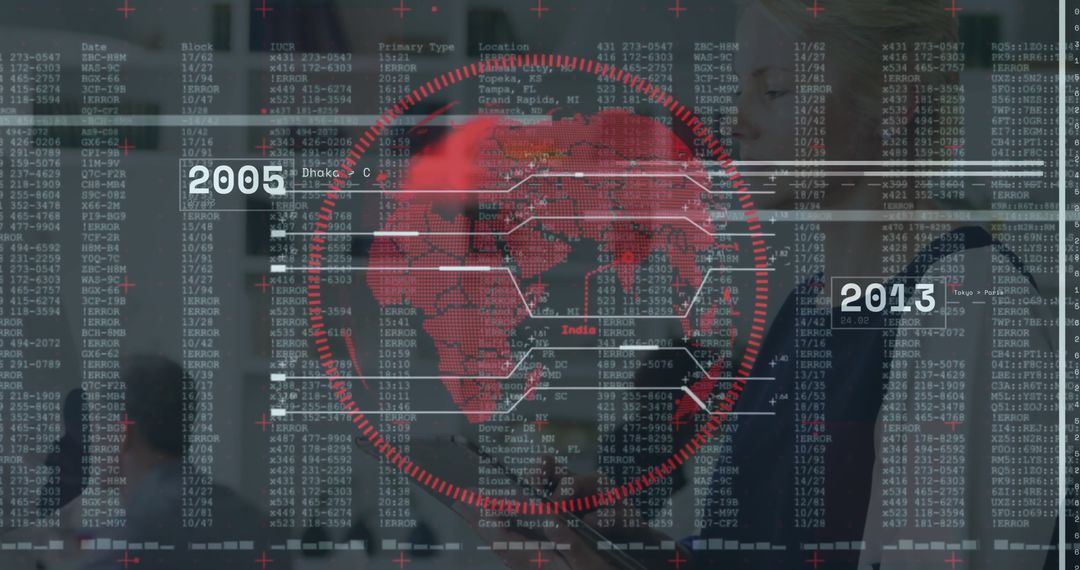Innovative Team Analyzing Global Data on Digital Display in Meeting Room
