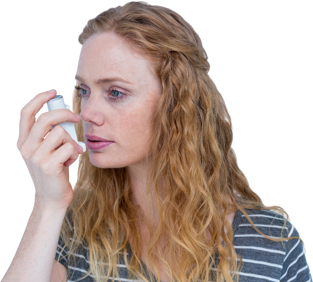 Transparent Beautiful Woman Using Asthma Inhaler for Relief - Download Free Stock Images Pikwizard.com