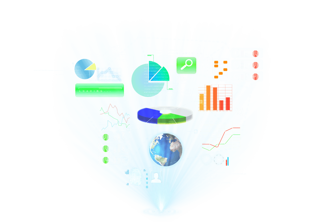 Futuristic Data Analysis Graphic on Transparent Background