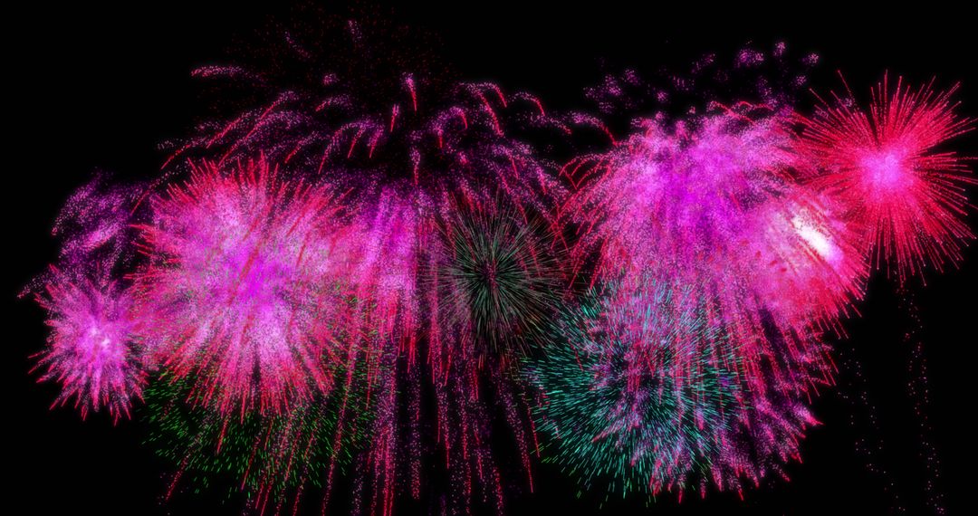 Vibrant Fireworks Display Lighting Up Night Sky