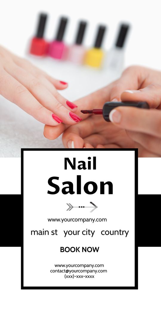 Elegant Nail Salon Promotion Flyer with Manicure in Progress - Download Free Stock Templates Pikwizard.com