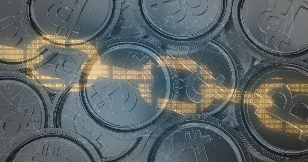 Golden Security Chain Imposed Over Bitcoin Background