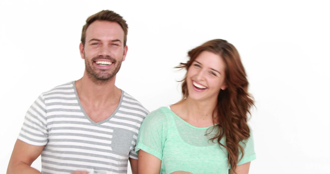 Smiling Happy Caucasian Couple Enjoying Casual Moment