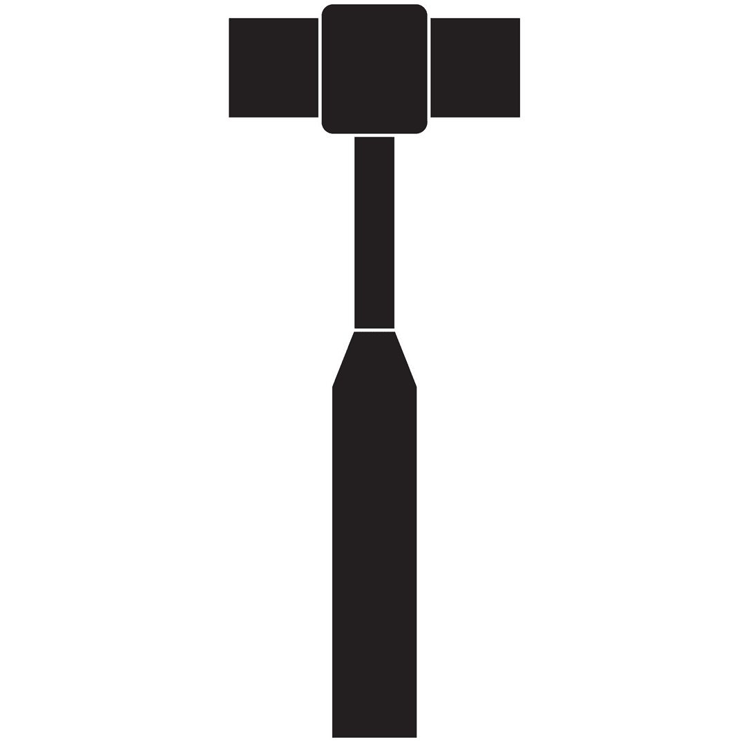 Minimalistic Black Hammer Illustration on Transparent Background
