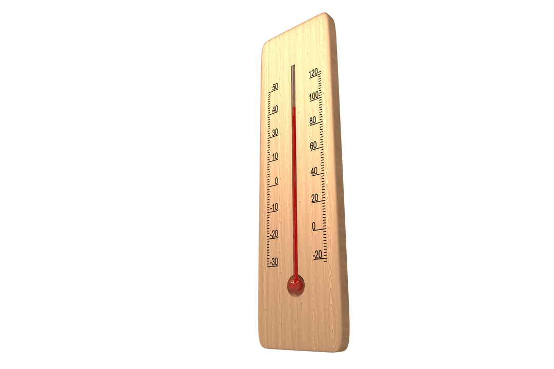Wooden Thermometer with Transparent Background for Weather Concepts