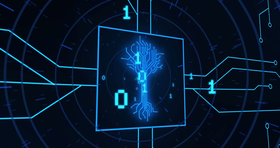 Futuristic Circuit Board with Binary Code and Networking Lines - Free Images, Stock Photos and Pictures on Pikwizard.com