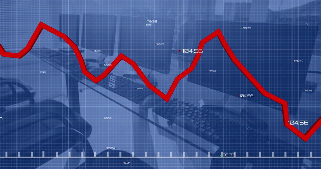 Business Graph on Office Computer Desks Background