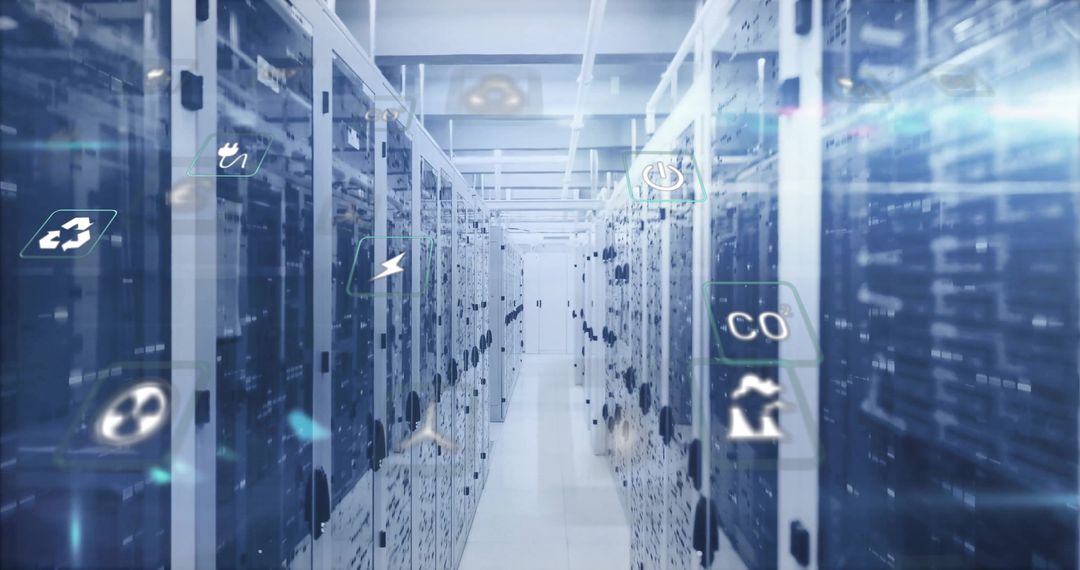 Digital Data Processing with Eco Icons Seamlessly Interspersed