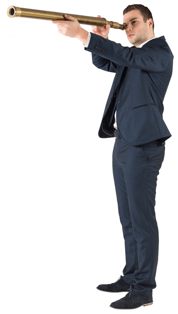 Transparent Businessman Using Telescope for Vision Concept