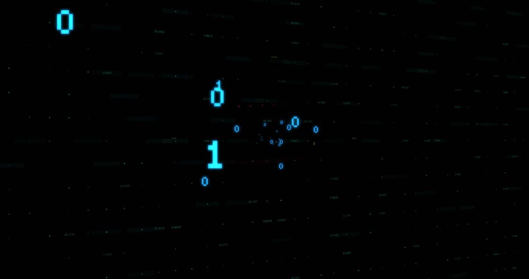 Digital Binary Code on Black Background for Technology Concept