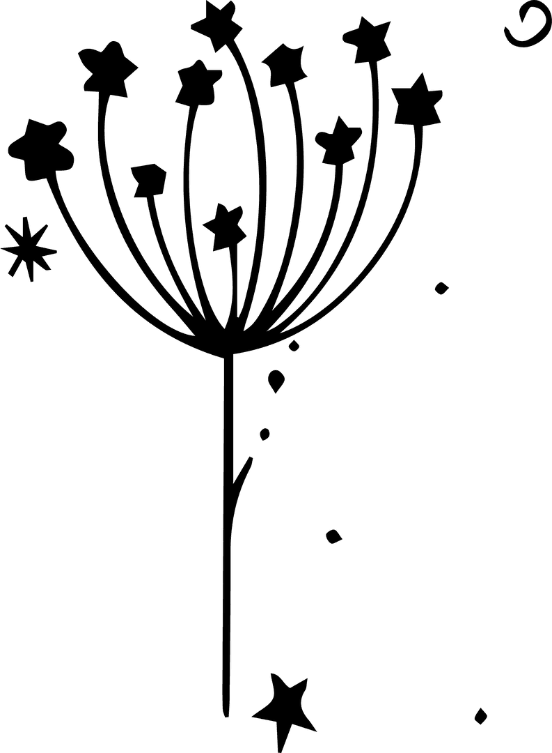 Transparent Silhouette of Star Seeds on Stems