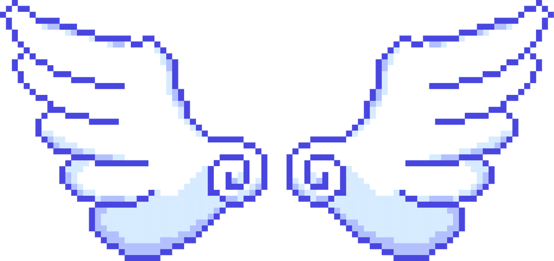 White Pixel Art Wings with Transparent Background Illustration