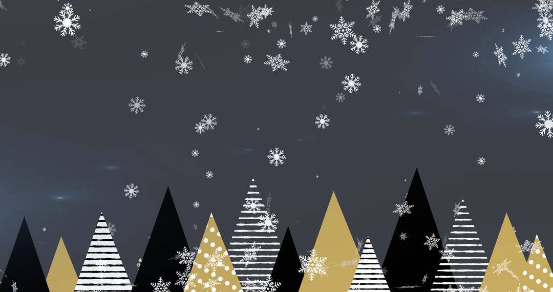 Festive Snowfall Over Stylized Christmas Trees