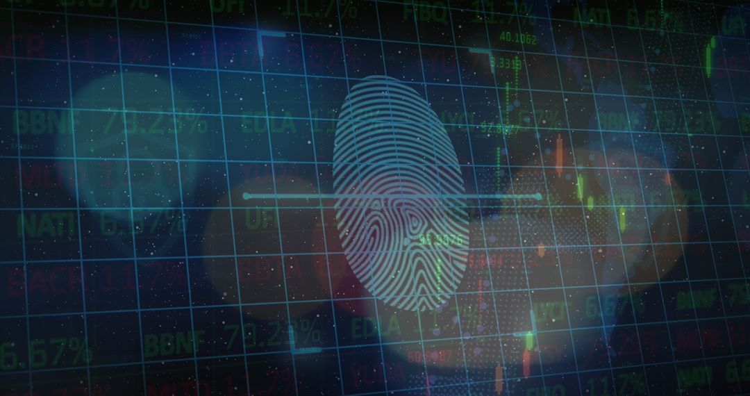 Fingerprint Scanning Security on Digital Financial Trading Screen
