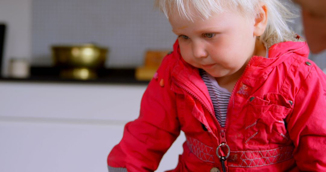 Focused Child Learning to Draw in Cozy Home Environment