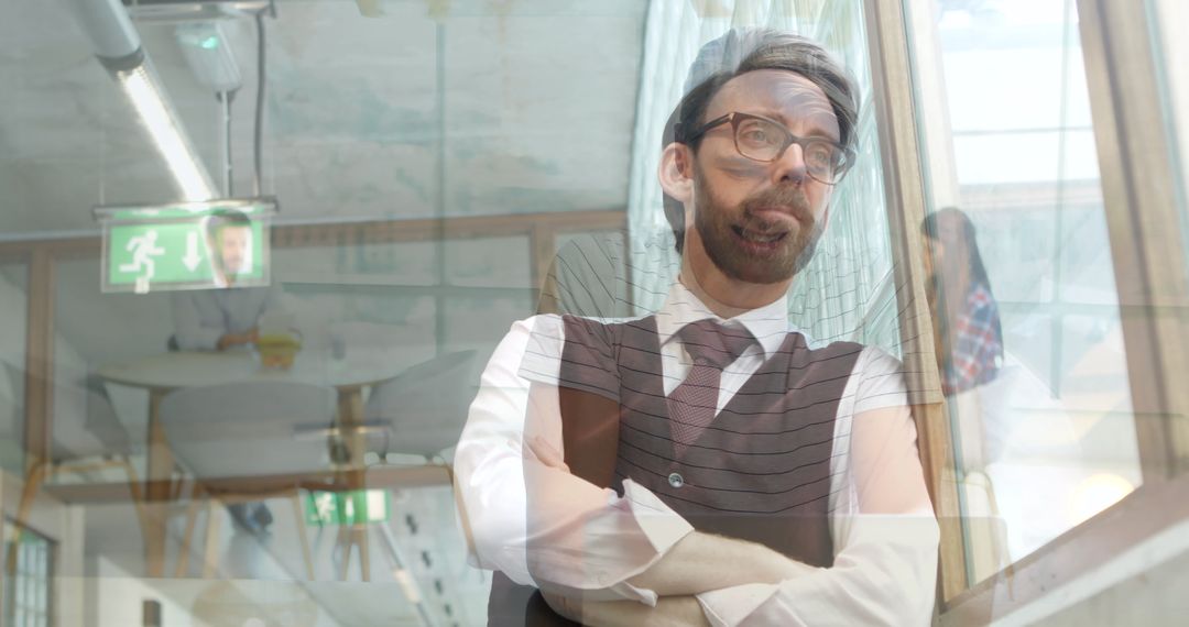 Thoughtful Businessman Overlooking Office Space Concept