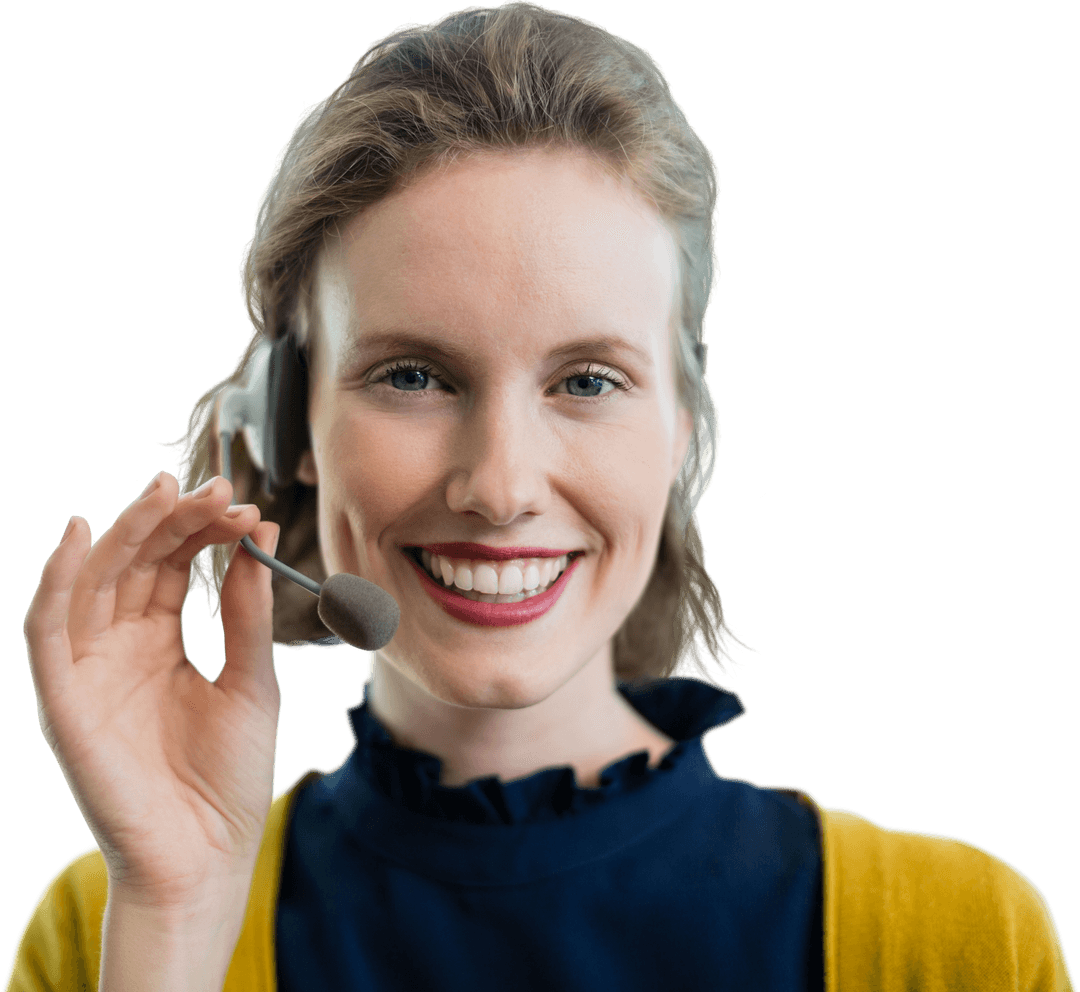 Transparent Smiling Support Agent with Headset Microphone