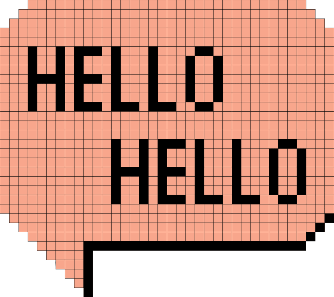 Pixel Art Speech Bubble Saying Hello with Transparent Background
