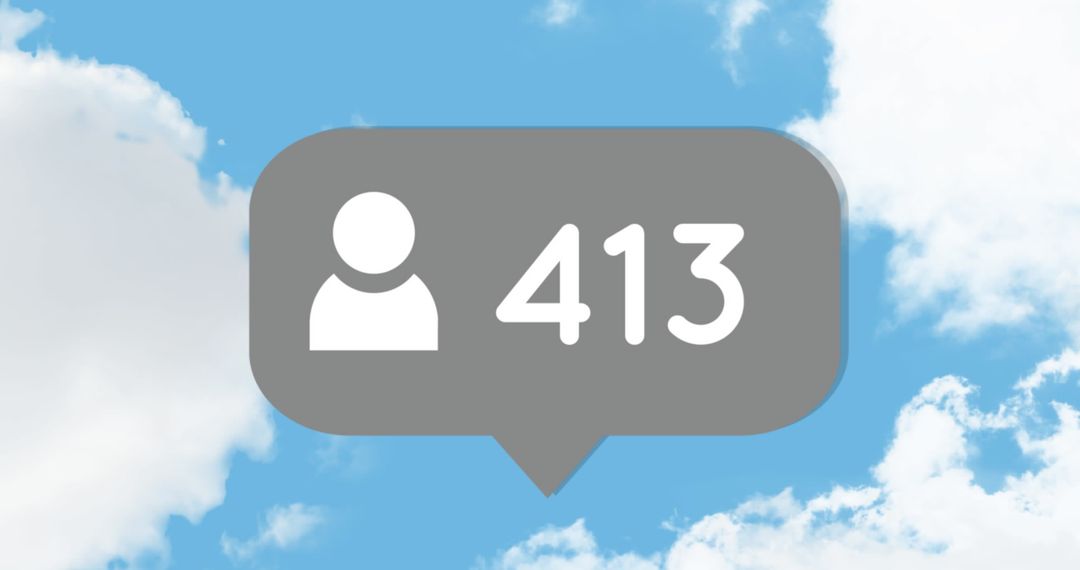Social Media Engagement Icon with User Count on Sky Background
