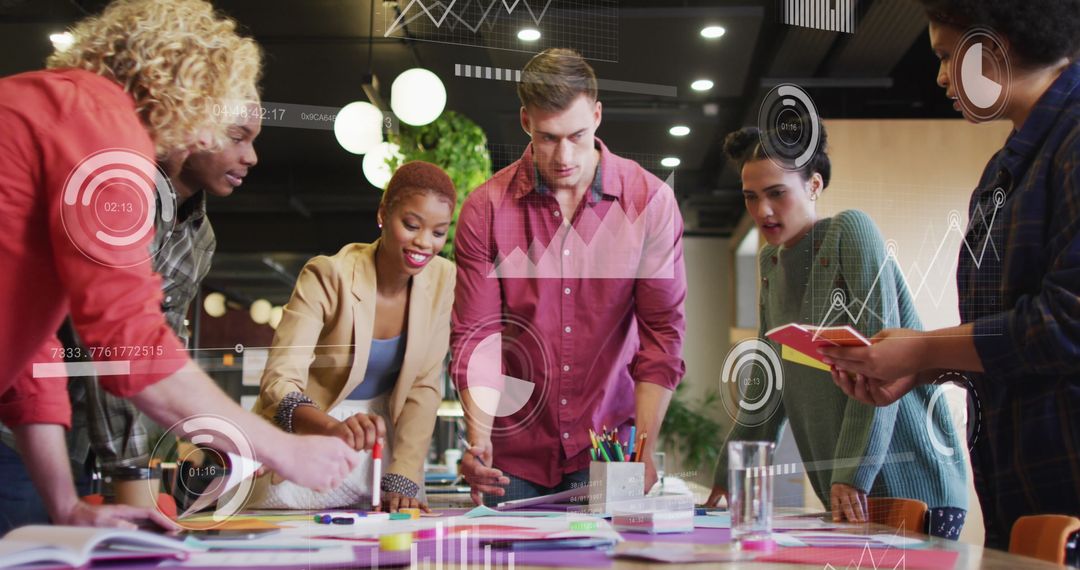 Diverse Team Collaborating on Innovative Data Solutions in Modern Office