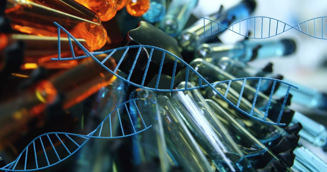 DNA Helix Seen Through Spinning Laboratory Test Tubes