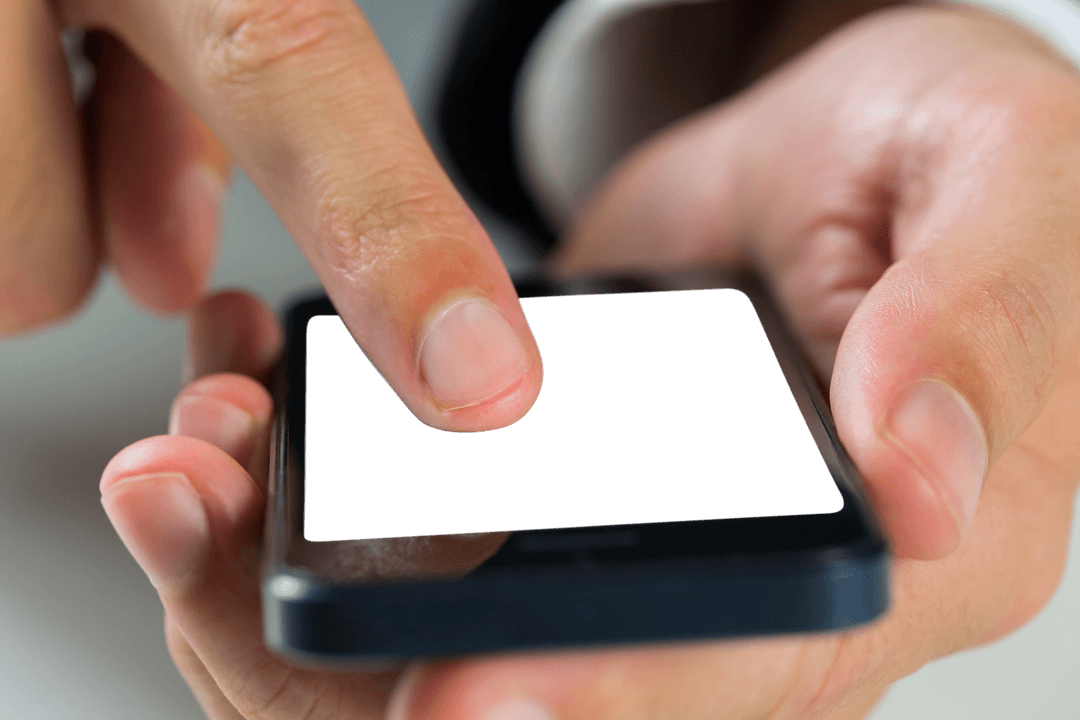 Transparent Background of Man Typing on Smartphone