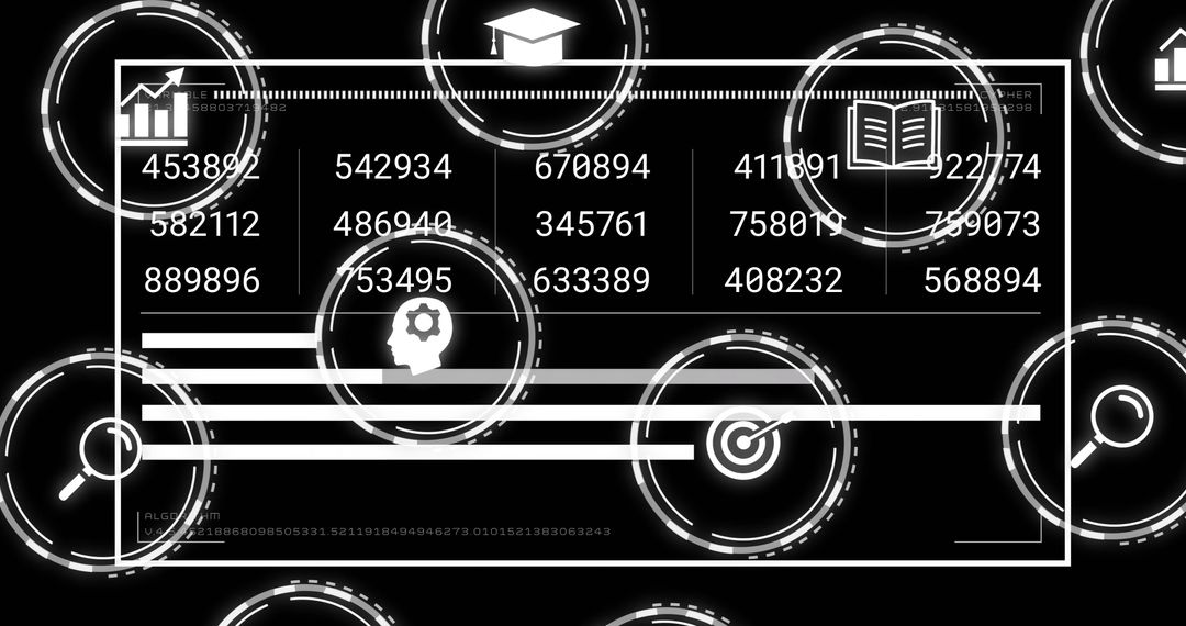Digital Data Visualization with Technology Icons and Numbers