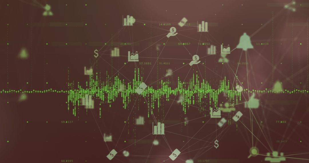 Digital Interface with Data Processing and Business Connectivity Icons