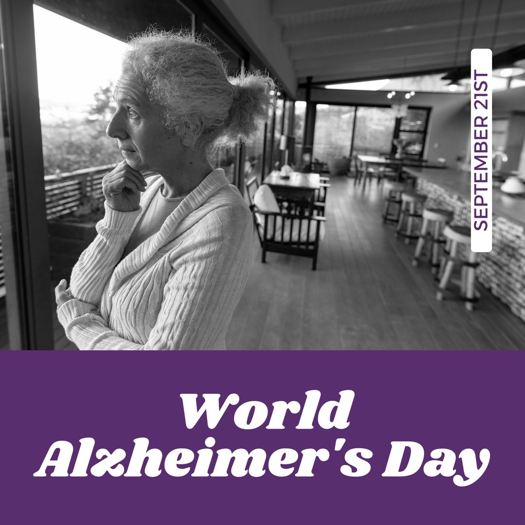 Elderly Woman Contemplatively Observing View Indoors for World Alzheimer's Day - Download Free Stock Templates Pikwizard.com