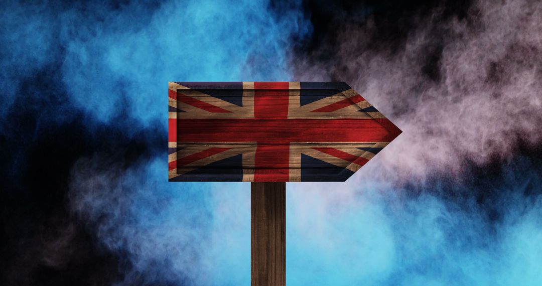 Directional Sign with British Flag Motif