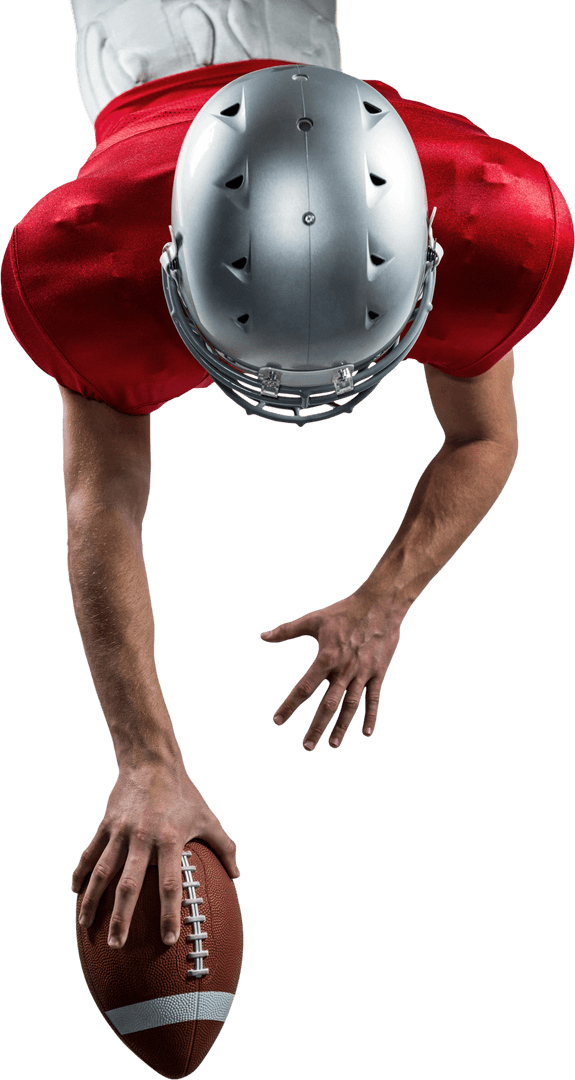 Dynamic Rear View of American Football Player with Transparent Background
